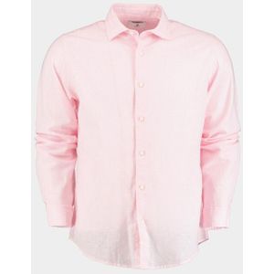 Bos Bright Blue Casual hemd lange mouw linnen katoen shirt lm 42540015i/502 rosa