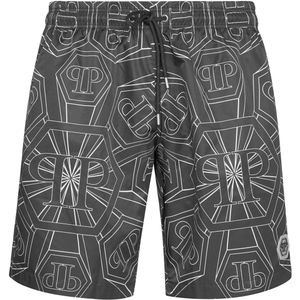 Philipp Plein - Swim Trunks Hexagon Monogram - Badmode - Zwart - Polyester