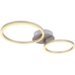 Globo Led plafondlamp met twee gescheiden ringen | 49 x 25 cm | nikkel | plafonniere