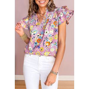 Bloemrijke Ruffle Mouwen Blouse