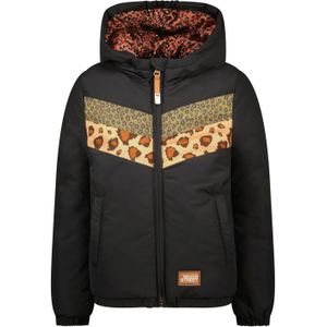 Moodstreet Meisjes winterjas colourblock animalprint