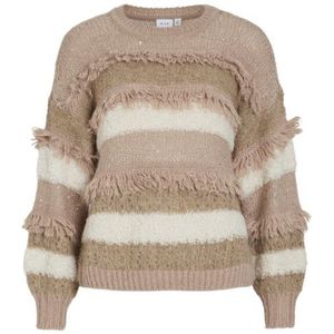 Vila - Vituri O-neck LS Sequin Knit Top - Zand - Gebreide Trui