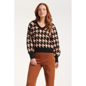 Smashed Lemon - 24599 - Gebreide Top - Pied-de-Poule Print - Oversized