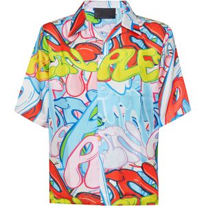 Philipp Plein - Silk Shirt SS Bombing Graffiti - Overhemd - Veelkleurig - Korte Mouwen