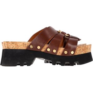 Chloé Owena Plateau Sandalen in Bruin Kalfsleer