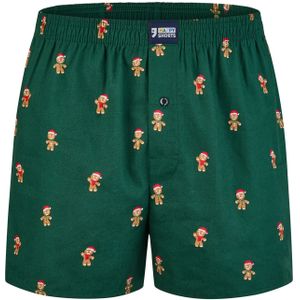 Happy Shorts Heren wijde boxershorts kerst print gingerbread men green