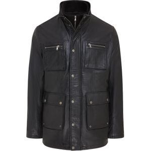 Heren - Leren Militaire Jas - Zwart - Buitenjas - Veld