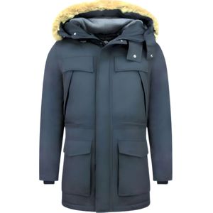 Enos Lange parka jas met faux bontkraag