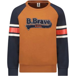 B.Nosy Jongens sweater b.brave met strepen op de mouwen wood