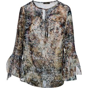 Voile Top - Met Print - Losjes Vallend - Lange Uitlopende Mouwen