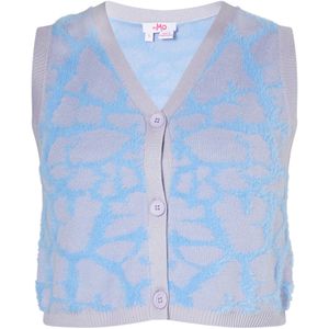 Mymo - Slipover - Blauwe Lavendel - Mouwloos Gebreid Vest - Giraffenpatroon