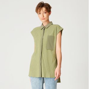 Mouwloos Shirt - Casual - Androgyne Look - Plooienstof