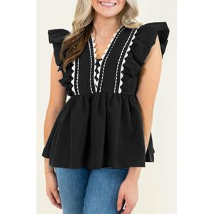 Geribbelde Trim Boho Top
