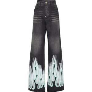 Philipp Plein - Denim Skater Fit Broek Flame - Zwart - Dames