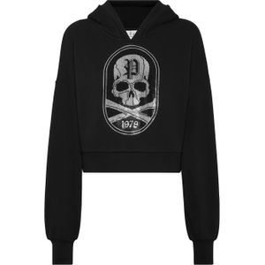 Philipp Plein - Cropped Hoodie - Sweatshirt - Zwart - Katoenmix