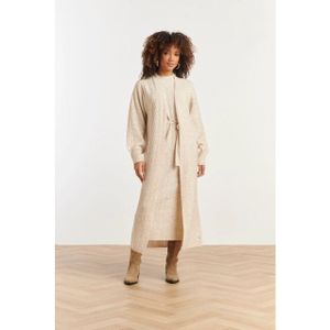 Smashed Lemon - Zandkleurig - Dameslange Gebreide Vest - Maxi Model