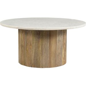 Brix salontafel rond nova mangohout marmer 70x70x36 wit