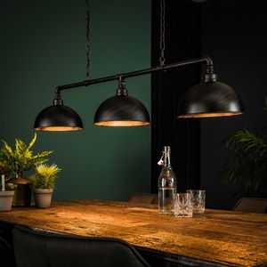 Hoyz Hoyz hanglamp industrial tube 3 lampen halfronde kap /zwart