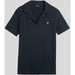 Lyle & Scott - Linnen Revere Kraag Poloshirt - Donker Marineblauw
