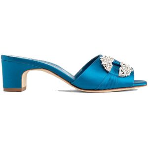 Manolo Blahnik - Prinap 050 - Muiltjes - Blauw - Satijn