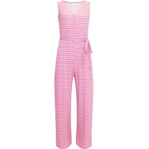 Smashed Lemon 24444 roze retro grafische print jumpsuit wijde pijpen