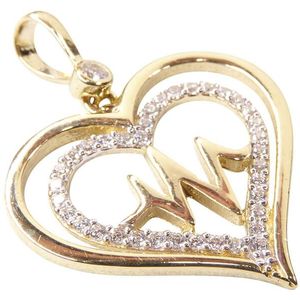 Christian 14 karaat gouden hartslag hanger met zirkonia
