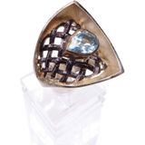 Christian Zilveren ring abstract met topaas