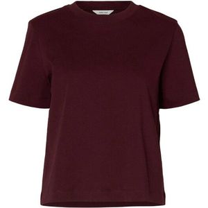 Selected Femme - SS Boxy Tee - T-shirt - Rood - Katoen