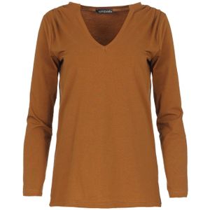 Jersey Trui - Chocoladebruin - Met V-hals - Lange Mouwen