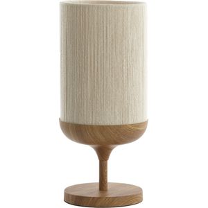Light & Living tafellamp Ø22,5x50 cm dania hout print naturel+touw crème