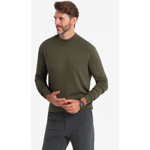 Ombre Heren v-hals sweater half turtleneck olijf tn-0100go