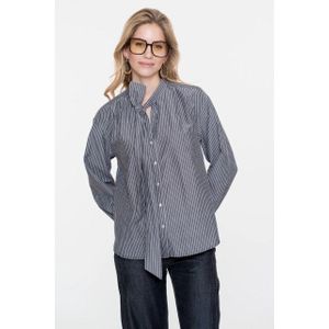 Geisha - Blouse Stripes with Bow - Grijs - Dames
