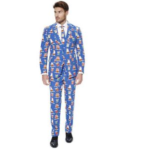 OppoSuits - Giftmas Eve - Pak - Blauw - Kerstcadeaus- en Kerstmannenprint