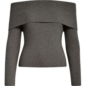 Minus Msfame off shoulder knit pull gunmetal mel