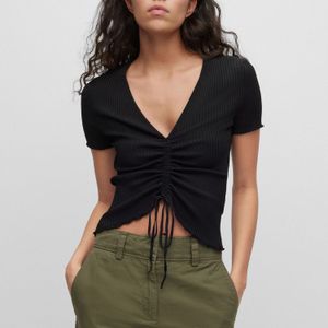 HUGO - Slissy - Dames Sweater - Zwart - Slim Fit