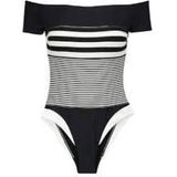 MaxMara Circolo black big stripe bath suit