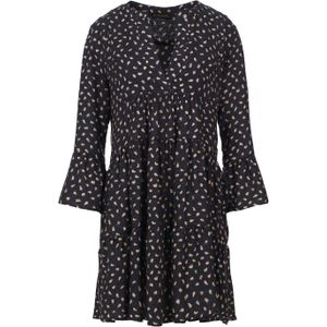 A-lijnjurk - Camel en Donkergrijs - Met Klokmouwen