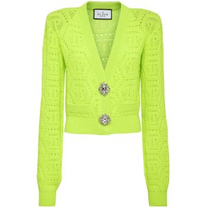 Philipp Plein - Cardigan Monogram - Geel - Dames - Wolmix