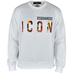 Dsquared2 - Sweatshirt - Wit - ICON-logoprint - V-hals