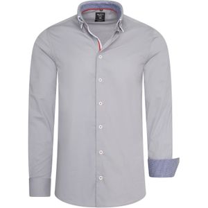 Rusty Neal - Stretch Casual Overhemd - Body Fit - Katoen - Dubbele Kraag