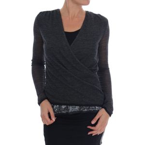 Ermanno Scervino Grijze Wol Kant Top Lange Mouw T-shirt