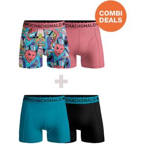 Muchachomalo Heren 2+2-pack boxershorts print/effen