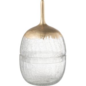 J-Line voorraadpot crackle glas transparant goud large 15x15x27.5cm