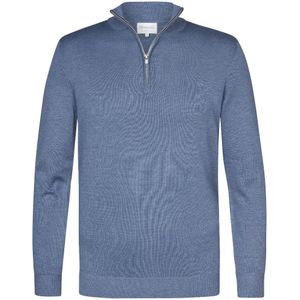 Michaelis Donker blauw pullover met halflange zipper