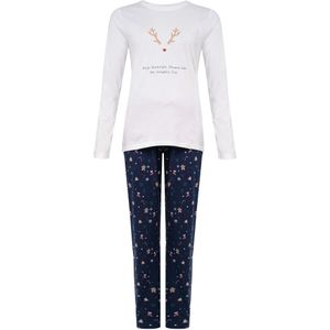 Happy Shorts Dames kerst pyjama shirt + broek gingerbread / blauw