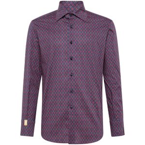 Billionaire - Overhemd - Slim Fit - Zilver - Katoen - Origineel Patroon