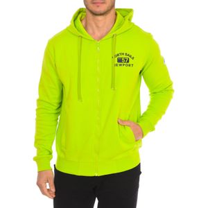 North Sails - Hoodie - Groen - Heren - Katoen - Met Ritssluiting en Geribbelde Zoom