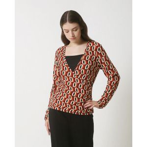 Smashed Lemon - 23860 - Dames Top - Multikleur - V-hals met Tribaalpatroon