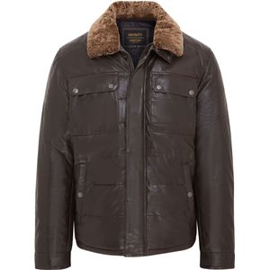 Heren - Bruin - Puffer Gewatteerde Jas - Farsund - Leren Jas