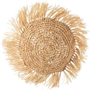 J-Line kussen rond riet raffia 45x45x15cm